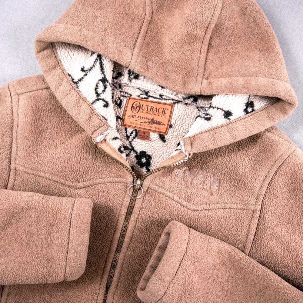 Outback Trading Equestrian Fleece Lined Hooded Jacket Horse Western Embroidered